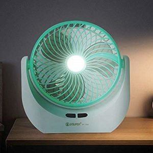 Powerful Rechargeable High Speed Table Desk Fan with LED Light for Home, Table Fan with Strong Airflow Quiet Operation Portable Pedestal Fan Speed Adjustable (Table Desk Fan)