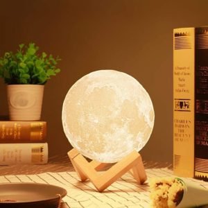 3D Moon Lamp 7 Multi Colors Changing Touch Sensor Moon Light with Wooden Stand Night Lamp for Bedroom