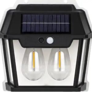 Outdoor Solar Wall Light with Motion Sensor Wireless Auto Chargeable Dusk to Dawn Exterior Sconce Security Lamps for Front Porch Patio Garden Camping Fence Garage (Warm Light, Pack of 1)