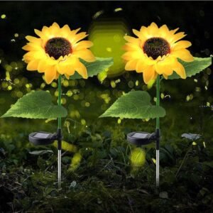LED Solar Light Outdoor Garden Balcony Terrace Wall Rechargeable Waterproof Decorative Pathway Lights for Home Sun Flower Light (PACK OF 4PCS)