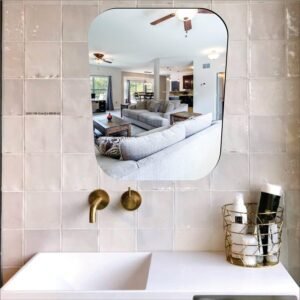 Self Adhesive Wall Mirror Stickers Big Size (30x20) Cm Frameless Mirror for Wall Stickers | Mirror for Bathroom | Bedroom | Wash Basin Flexible Mirror Sheets for Wall (A-GlassMirror)