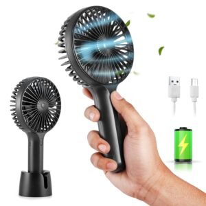 Mini Portable Usb Hand Fan - 3 Speed Modes Handheld Fan for Summer With 1200 mAh Battery | Rechargable Hand fan for Women | Light Weight Fan for Makeup,Kitchen, Indoor,Outdoor, Travel