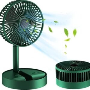 Mini Desk Folding Fan, 3 Fan Speeds 180° Adjustable Height Angle, Battery USB Powered Silent Small Table Fan for Bedroom Office Outdoor (Green/Black/White)