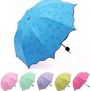 Umbrella Unisex Changing Secret Blossoms Occur with Water Magic Print 3 Fold Umbrella, Sun and Rain, Outdoor Car Umbrella for Women & Men (Random Colour)
