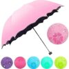 Umbrella Unisex Changing Secret Blossoms Occur with Water Magic Print 3 Fold Umbrella, Sun and Rain, Outdoor Car Umbrella for Women & Men (Random Colour) - Image 5