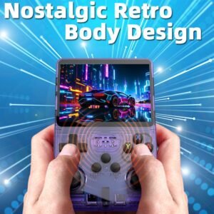 R36S Handheld Game Console 3.5 inch Preinstalled Emulator System Transparent Purple