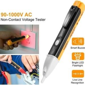 Voltage Tester, Dual Range AC Voltage Tester with Flashlight Buzzer Alarm, Electrical Tester for Break Point Find