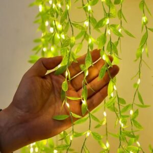 Leaf Curtain Lights, Artificial Vines Curtain Lights, Fake Greenery Leaves with Lights for Wedding Party Backdrop Baby Shower Diwali Home