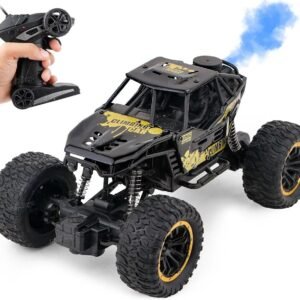 Remote Control Car For Kids With Mist Smoke Effect 2 Wd Monster Truck Rock Crawler Climbing Rc Toy Vehicle Car For Boys And Girls-Black