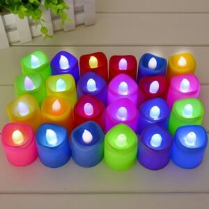 Plastic Flameless and Smokeless Rainbow LED Tealights Diya Candle 24Pcs