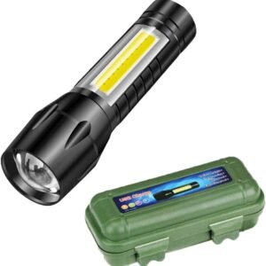 4 Tactical Flashlight + Desk Lamp with Gift Box Focus Zoom Torch Light with 3 Modes Adjustable for Emergency and Activities EDC 911 (Aluminum)