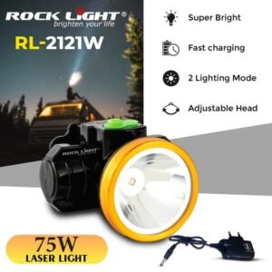 75W Laser LED Head Lamp Waterproof Rechargeable Flash Light Torch for Camping Trekking Caving Hiking Cycling Running Black