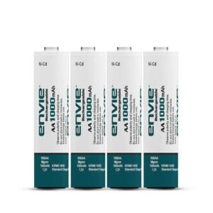 Envie (AA10004PLNi-CD) AA Rechargeable Batteries, Low Self Discharge, AA 1000mAh Ni-CD (Pack of 4)