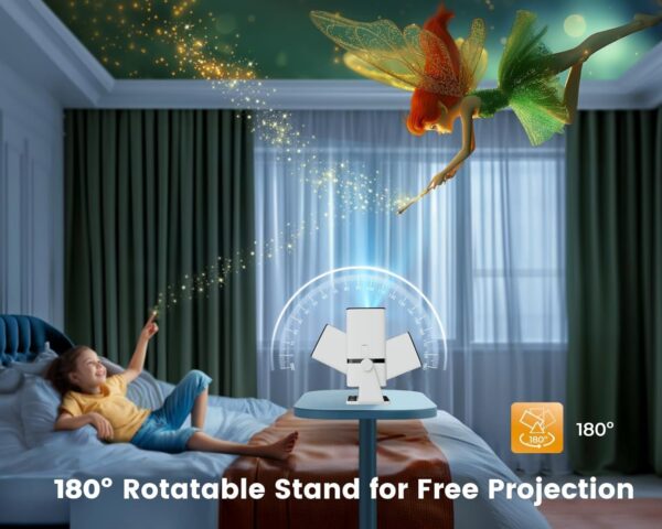 Android 13.0 Smart Projector, 1080P & 4K Support, Rotatable Design, Auto & 4D Keystone with Netflix, Prime etc, WiFi 6 & BT, Screen Mirroring, ARC, 720P Native, White - Image 5