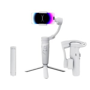 Foldable 3-Axis Gimbal Stabilizer | Advanced Gyroscope | Shake-Free Footage | Object Tracking | Panoramic, Time-Lapse & Slow-Motion | 2500mAh Battery | Ideal for Vlogging (Light Grey)