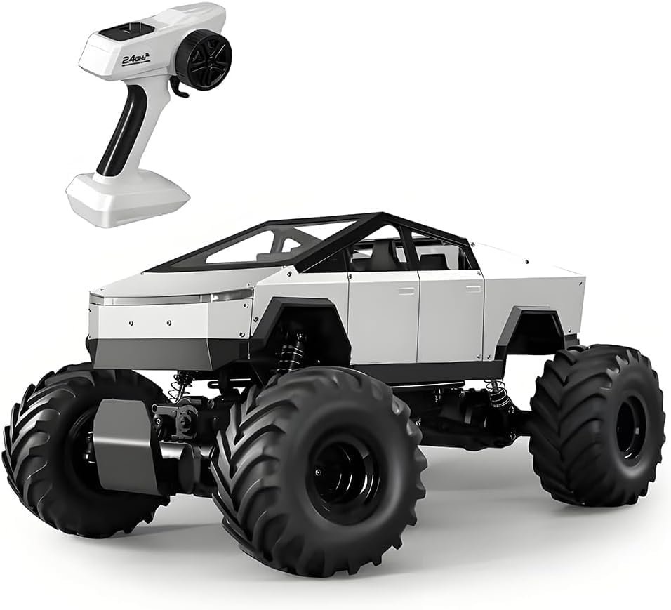 Truck Alloy RC Cars 1:8 Metal Big Remote Control Car 2.4 GHz 36KPH -4WD All Terrain RTR Trucks Aluminum Shock Climbing 35° Angles Sound&Light Effect Truck 4.3LB 21IN