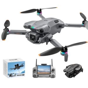 K900 MAX GPS 5G WiFi FPV with 4.5inch LCD Screen Controller 1480 FHD Dual Camera Servo Gimbal 360° Obstacle Avoidance One-Key Airdrop Brushless 216g Foldable RC Drone Quadcopter RTF Black triple Battery